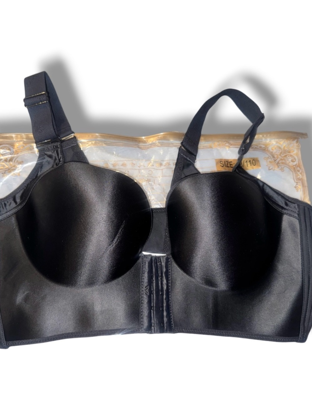Women’s Full Coverage Shapewear Bra Front Closure Side & Back Smoothing Black Si